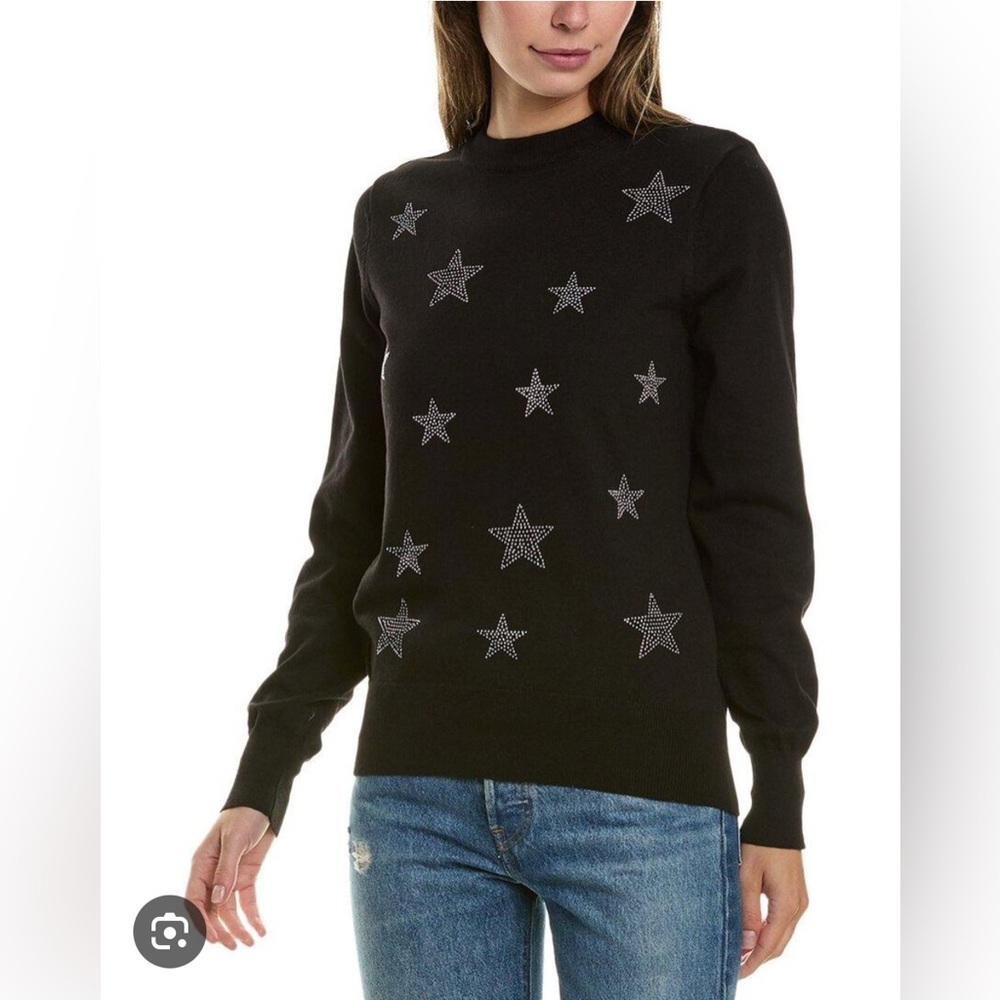 Nanette Lepore Black Knit Top with Star Details